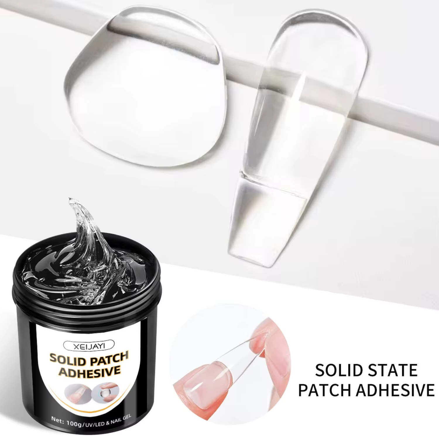 100g Gel Solide Transparent Anti-Coulant pour Faux Ongles