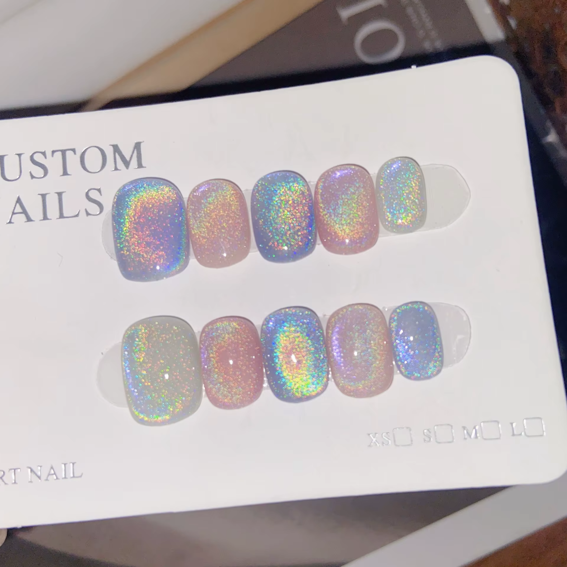 Ensemble de Nail Art court Style Ballet coloré ombré œil de chat