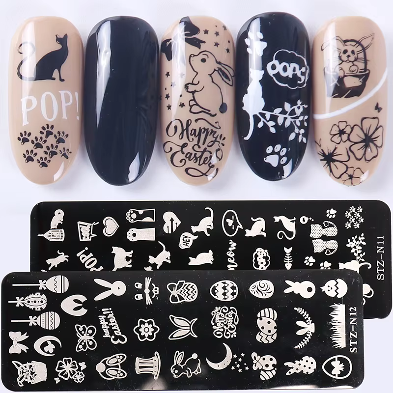 Plaques de stamping pour ongles de Pâques mignonnes
