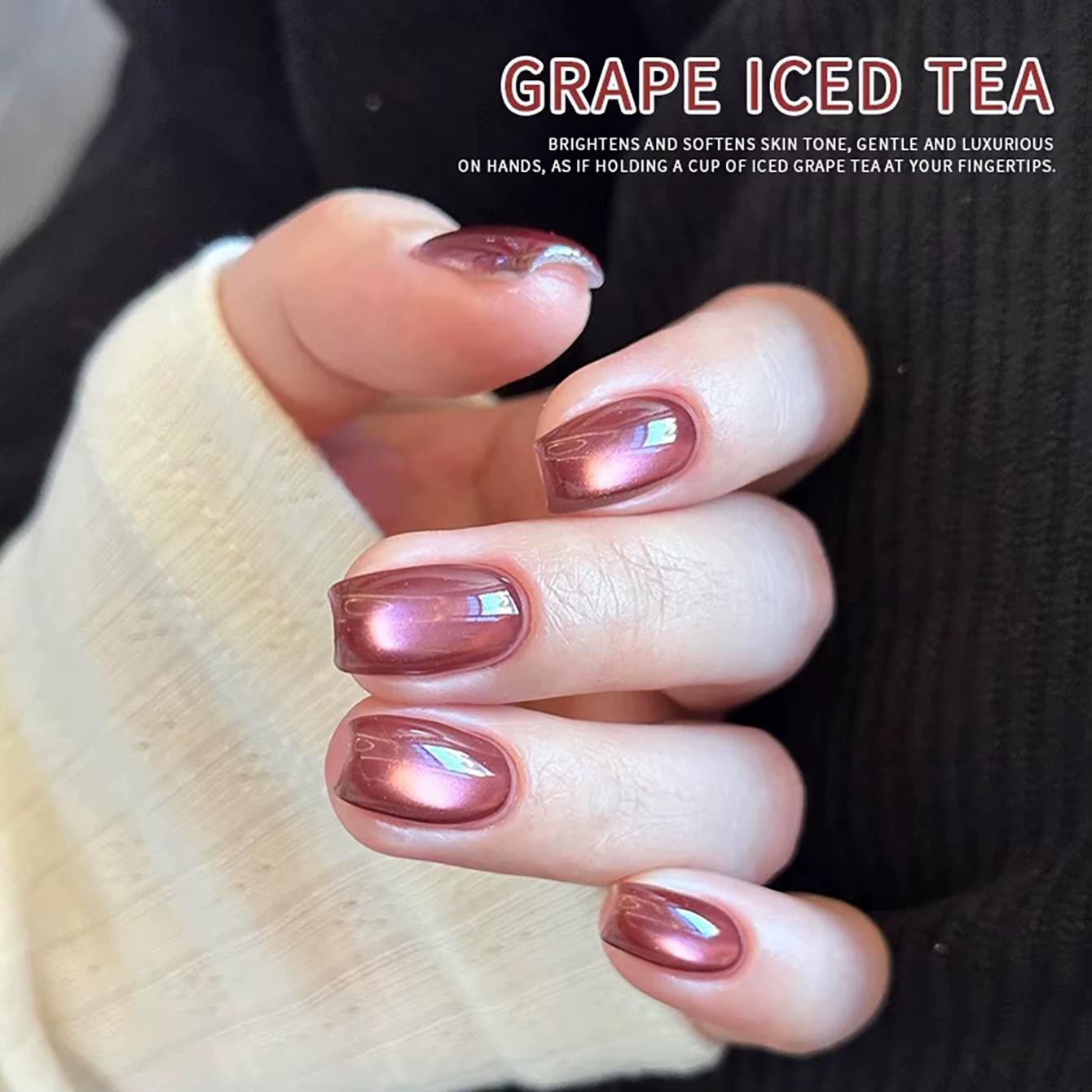 MIANEL 2026 Nouveau Vernis Gel Effet Œil de Chat Thé Glacé Raisin Rouge Cerise Satiné Blanc Porcelaine Perles de Verre Flatteur Polyvalent Nail Art