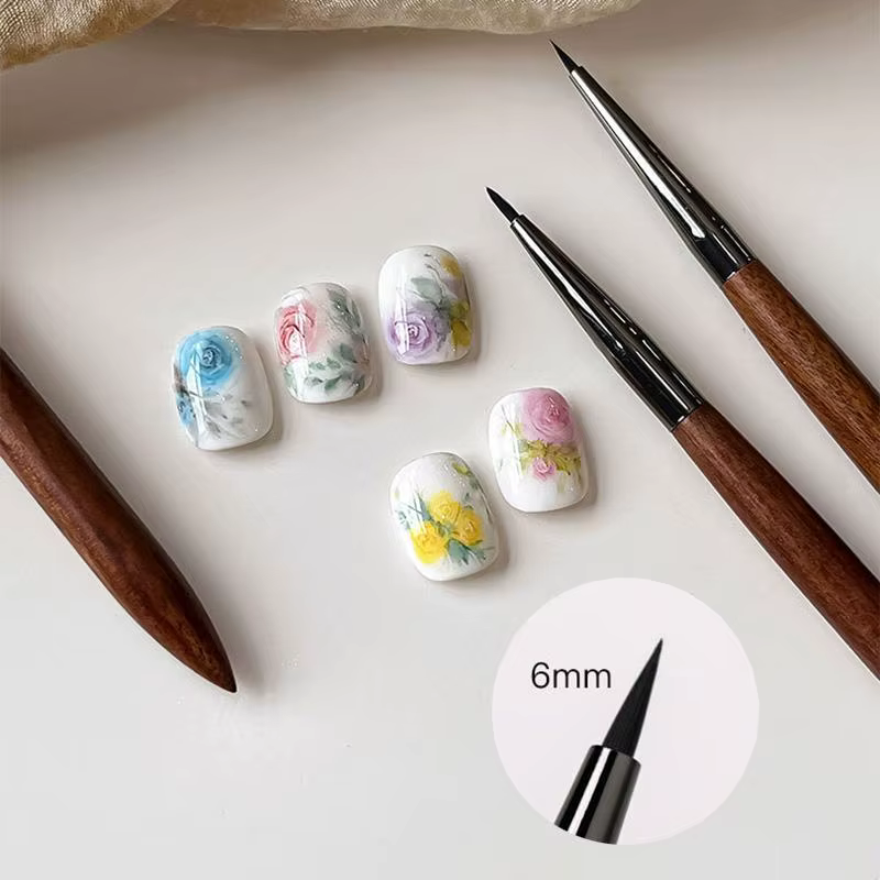 Professionnel bois de santal colle à ongles photothérapie brosse UV Gel peinture stylo Nail Art Liner dessin