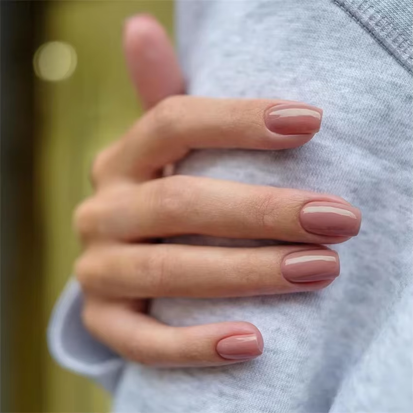 24 pièces/ensemble Simple moyen Long presse sur Nail Art couverture complète couleur unie tête carrée portant des faux