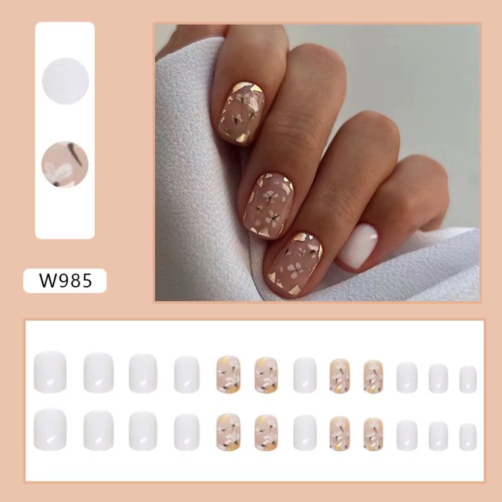Mode court rond faux ongles été doux pamplemousse français zèbre