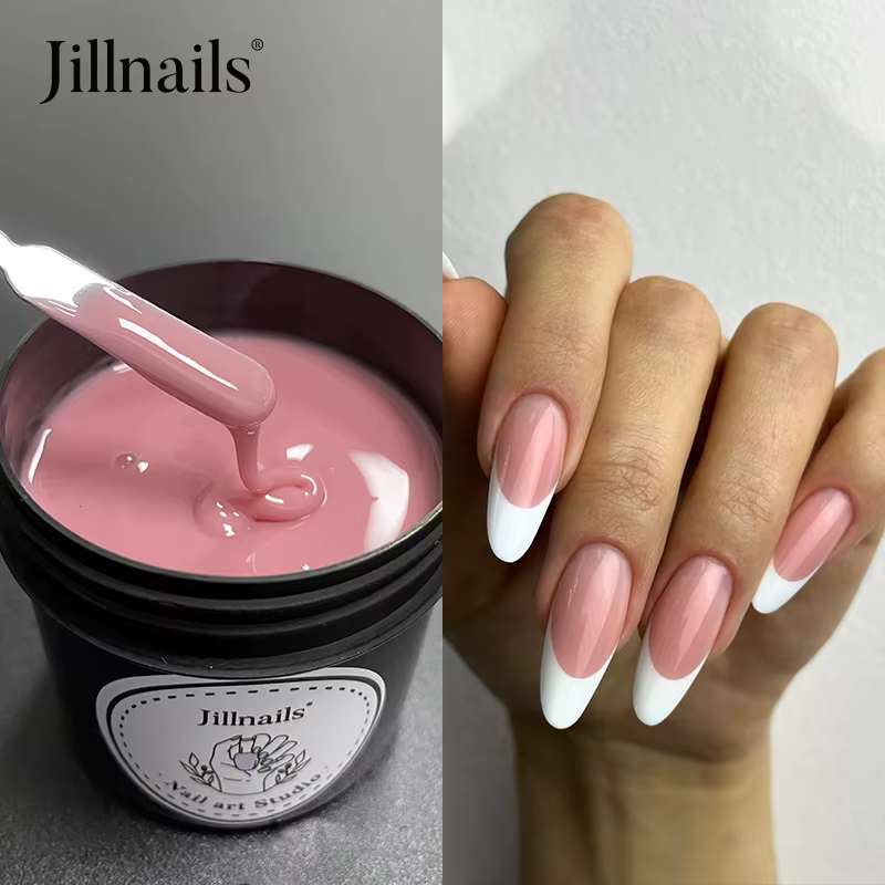 Jillnails 100g Gel à ongles constructeur rose blanc laiteux pour Extension d'ongles Gel moyen naturel 100ml Gel auto-nivelant construction blanche