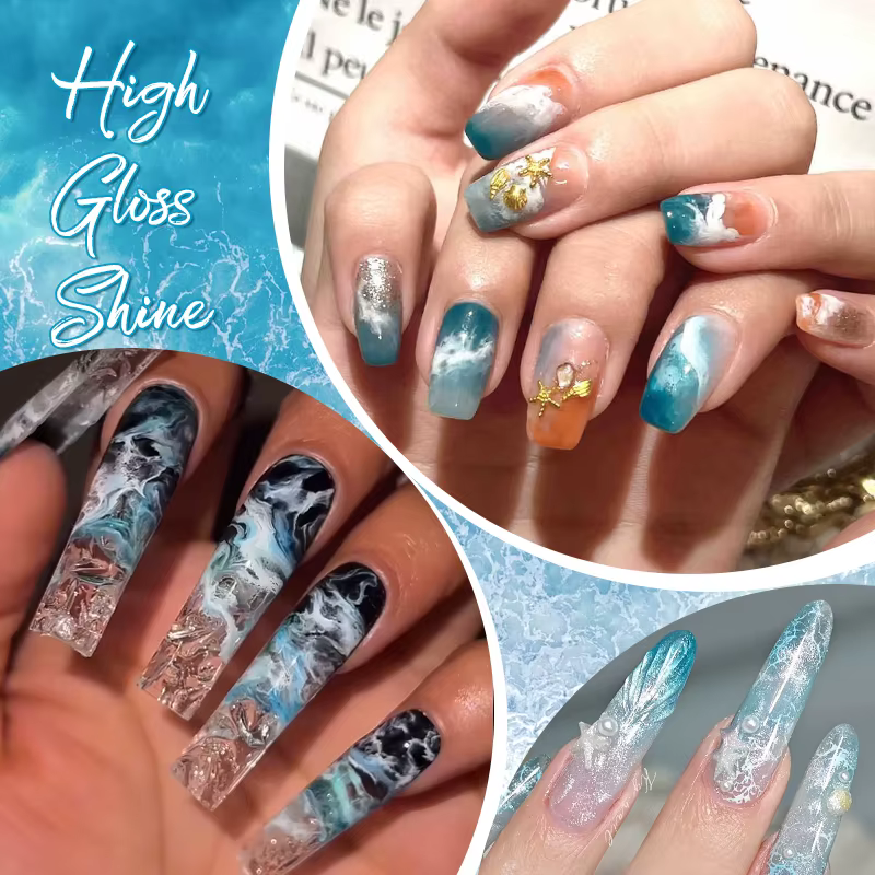 Vernis à ongles gel 7ml effet vague océanique, blanc laiteux, pour nail art DIY, gel semi-permanent effet marbre, soak-off