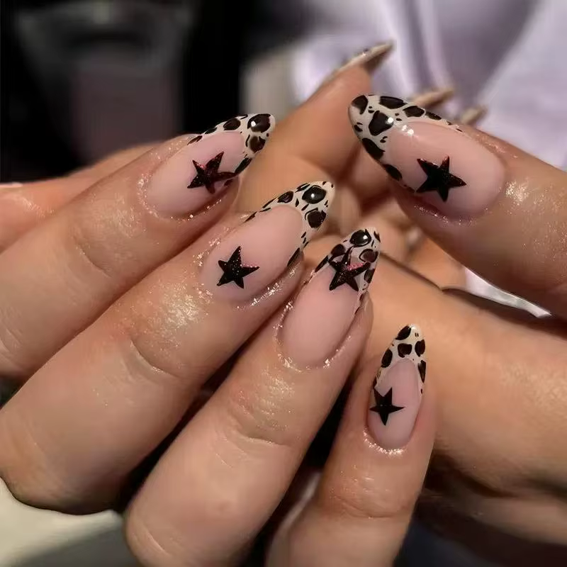 24 faux ongles léopard français autocollants