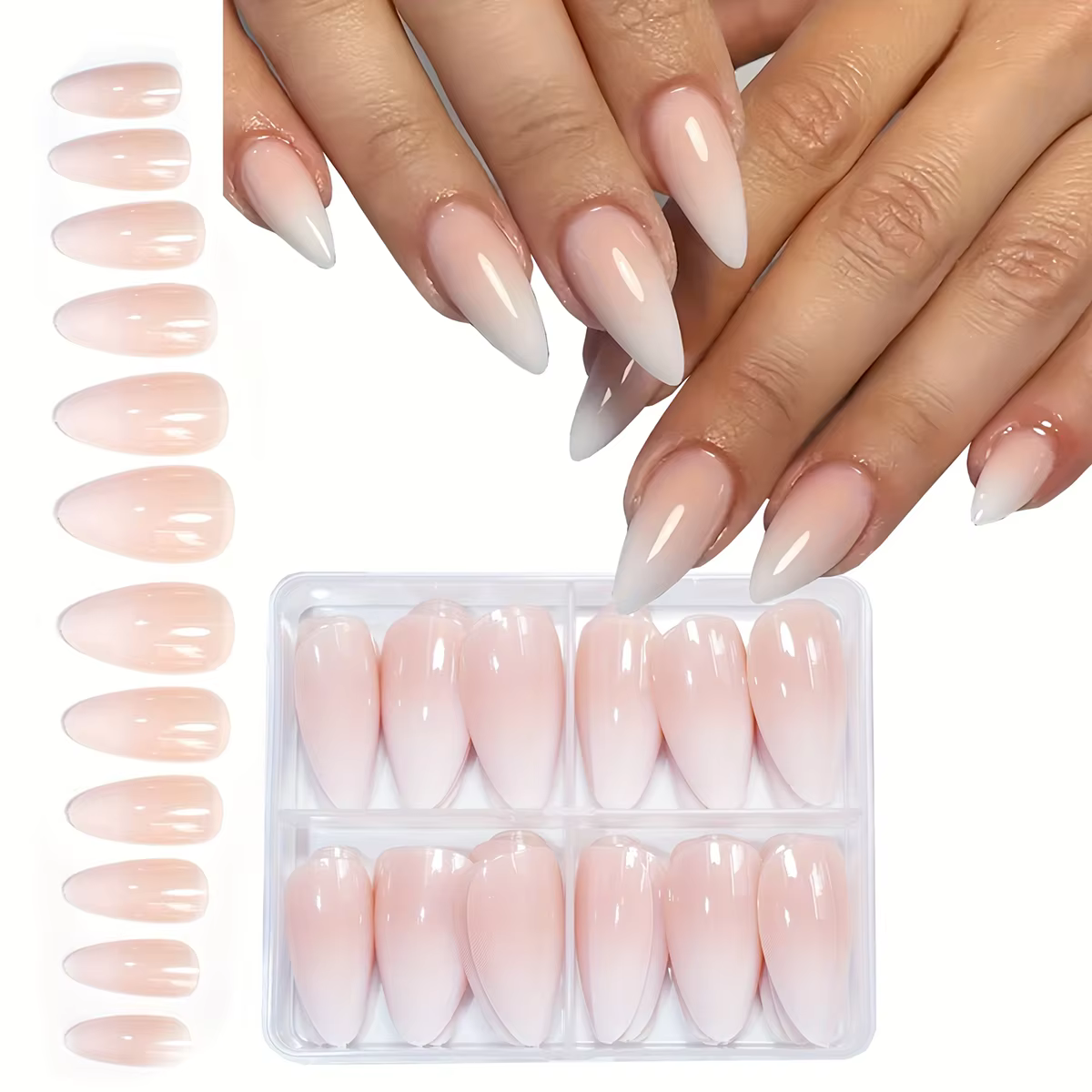 96 pièces presse sur ongles en forme d'amande