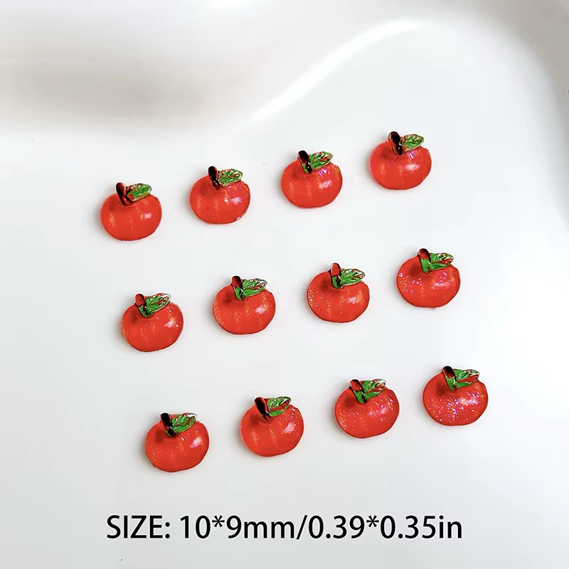 Décorations pour ongles en résine rouge simulée 3D