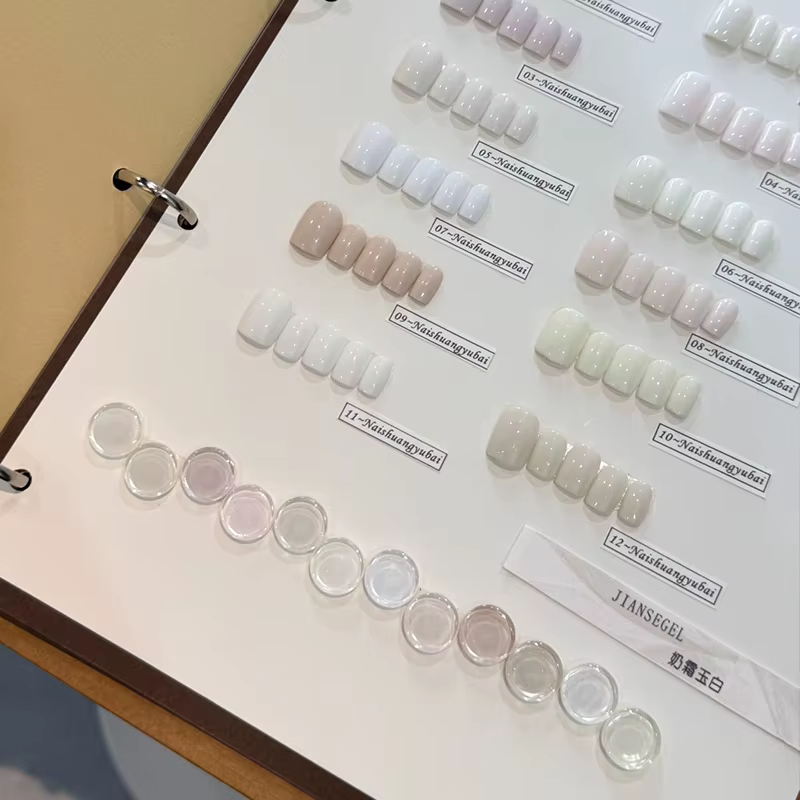 Kit de vernis gel pour manucure française blanc 12 couleurs avec nuancier