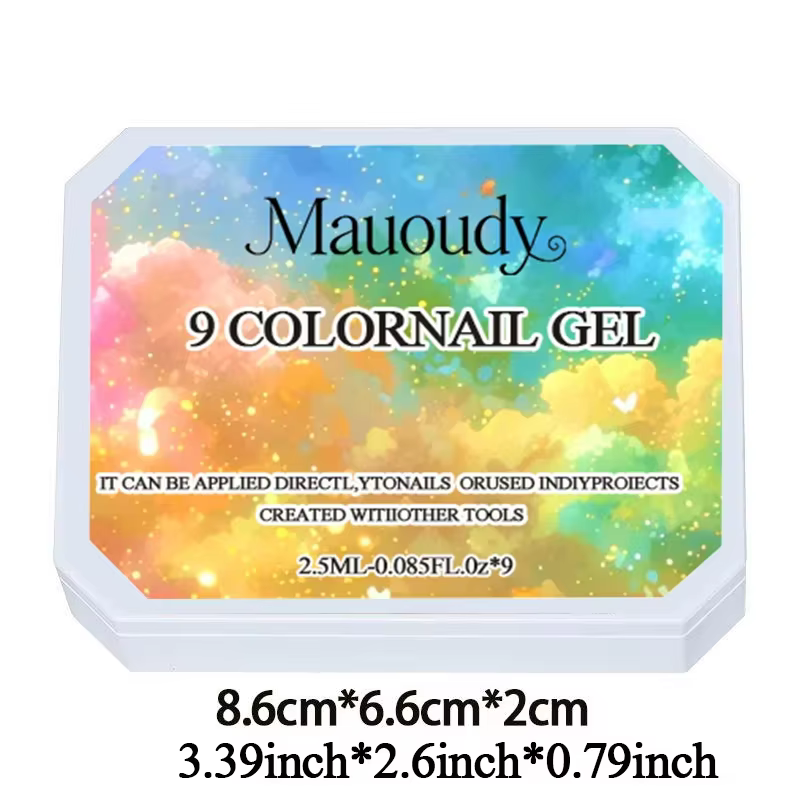 Gel UV 9 couleurs fluo néon solide en grille de neuf carrés