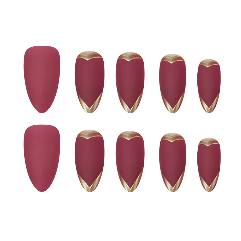 24 faux ongles texturés 3D plaqués or
