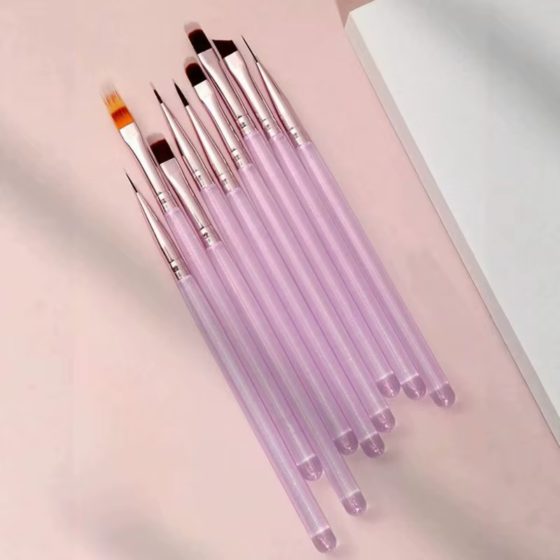 Ensemble de 9 pinceaux pour nail art violet