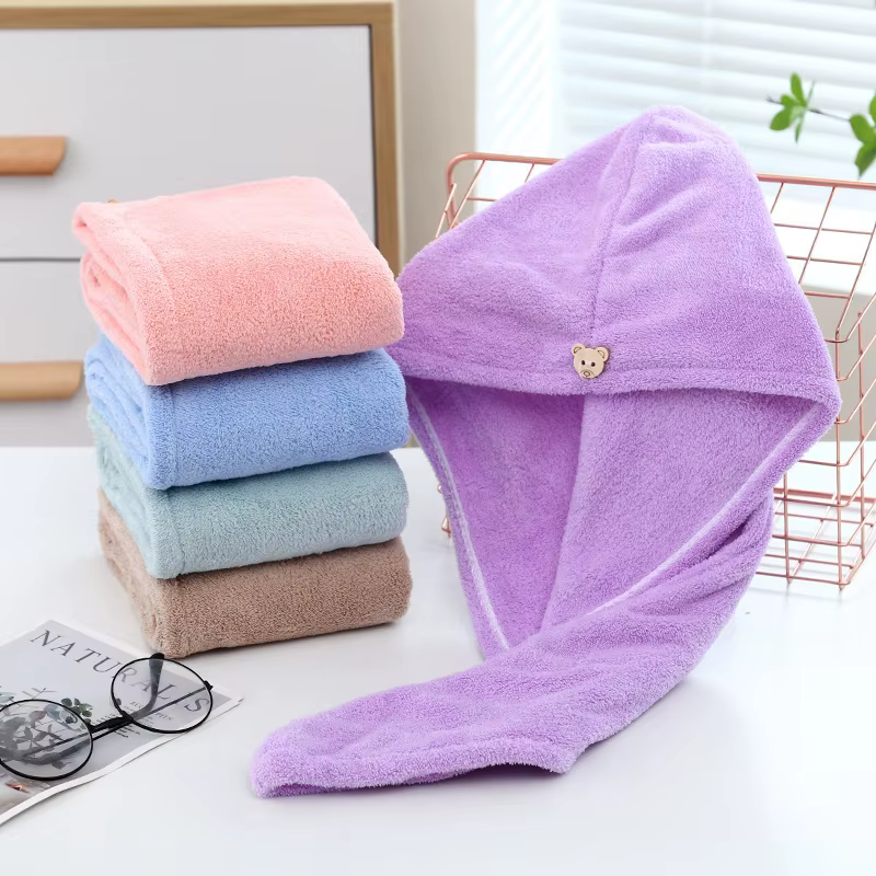 Femmes cheveux longs serviette de cheveux à séchage rapide serviettes en microfibre douce bonnet de douche serviette chapeaux de bain pour femmes bonnet de cheveux secs dame Turban tête