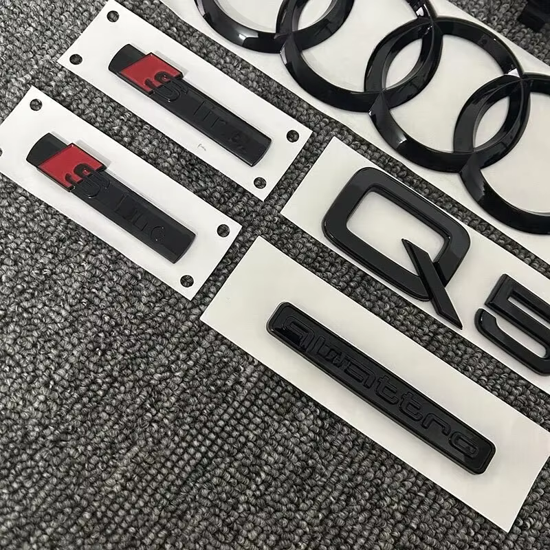 6 pièces/ensemble accessoires automobiles pour Audi Q5 2014-2019 Sline voiture Logo 4 anneaux calandre Badge arrière compartiment à bagages autocollant