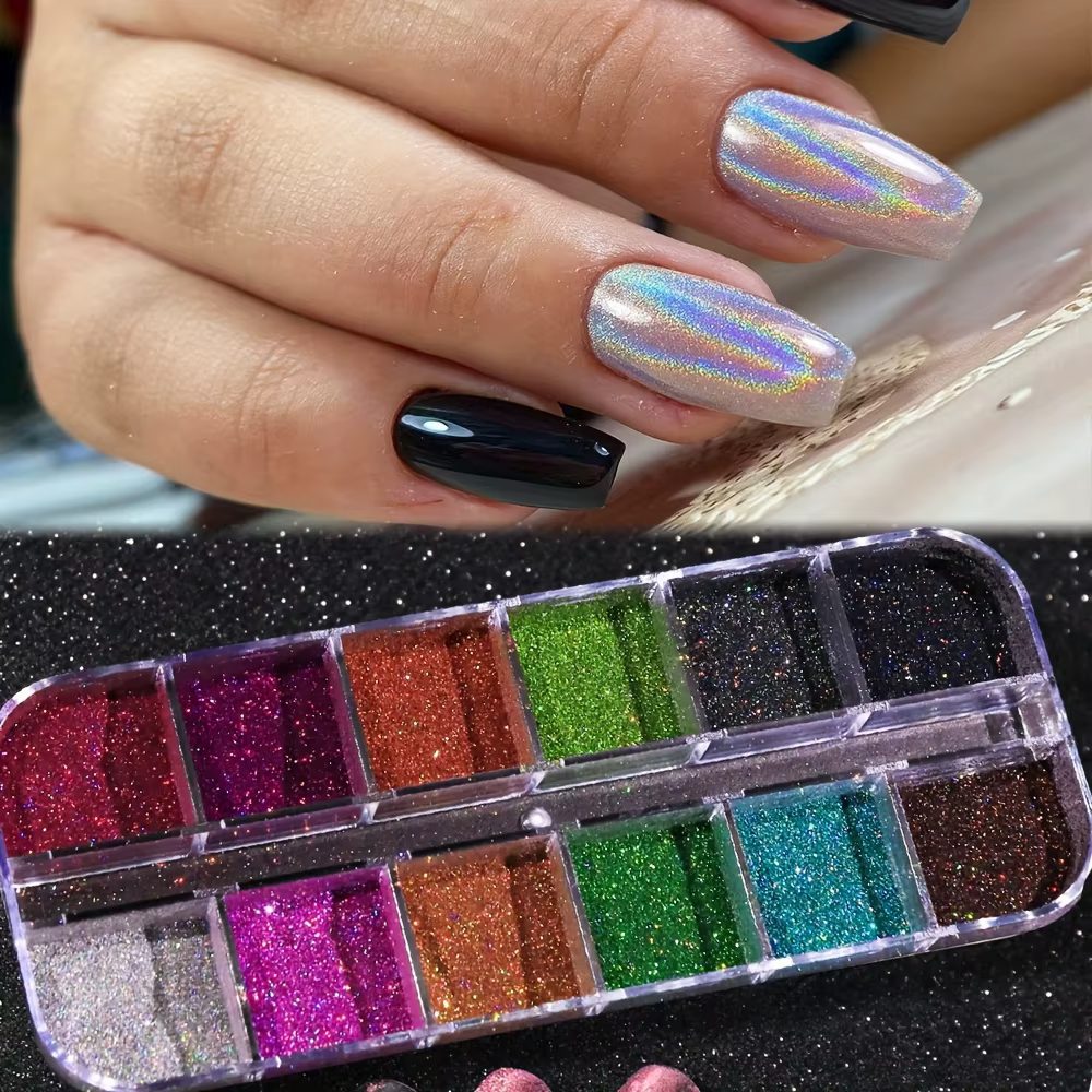 Ensemble de Poudre Holographique pour Ongles