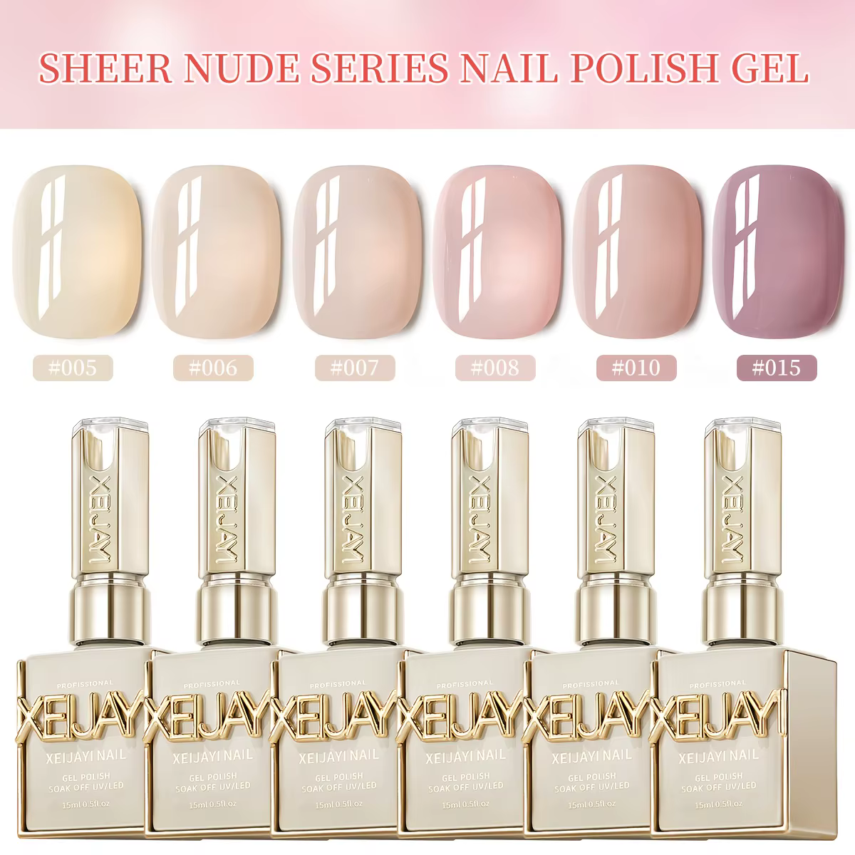 1/6 pièces pour créer une manucure subtile et chic - Vernis gel professionnel aux couleurs transparentes douces avec des détails délicats