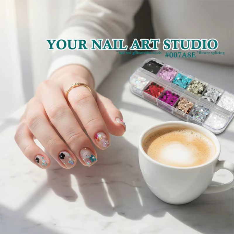 12 Grilles de Mini Paillettes Rondes pour Nail Art