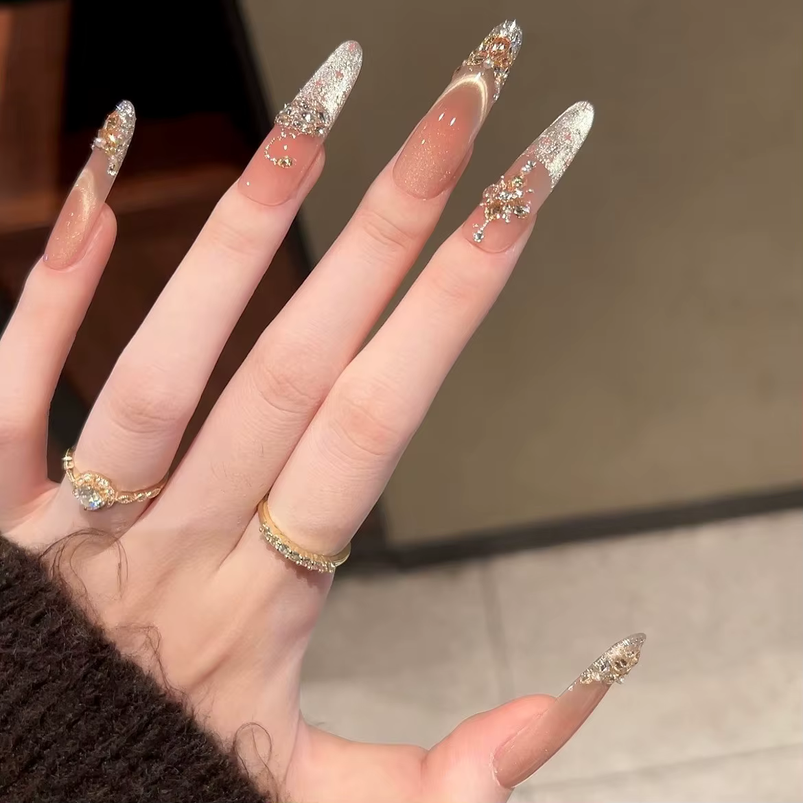 10 pièces blanc pur français presse sur ongles longue tête d'amande faux