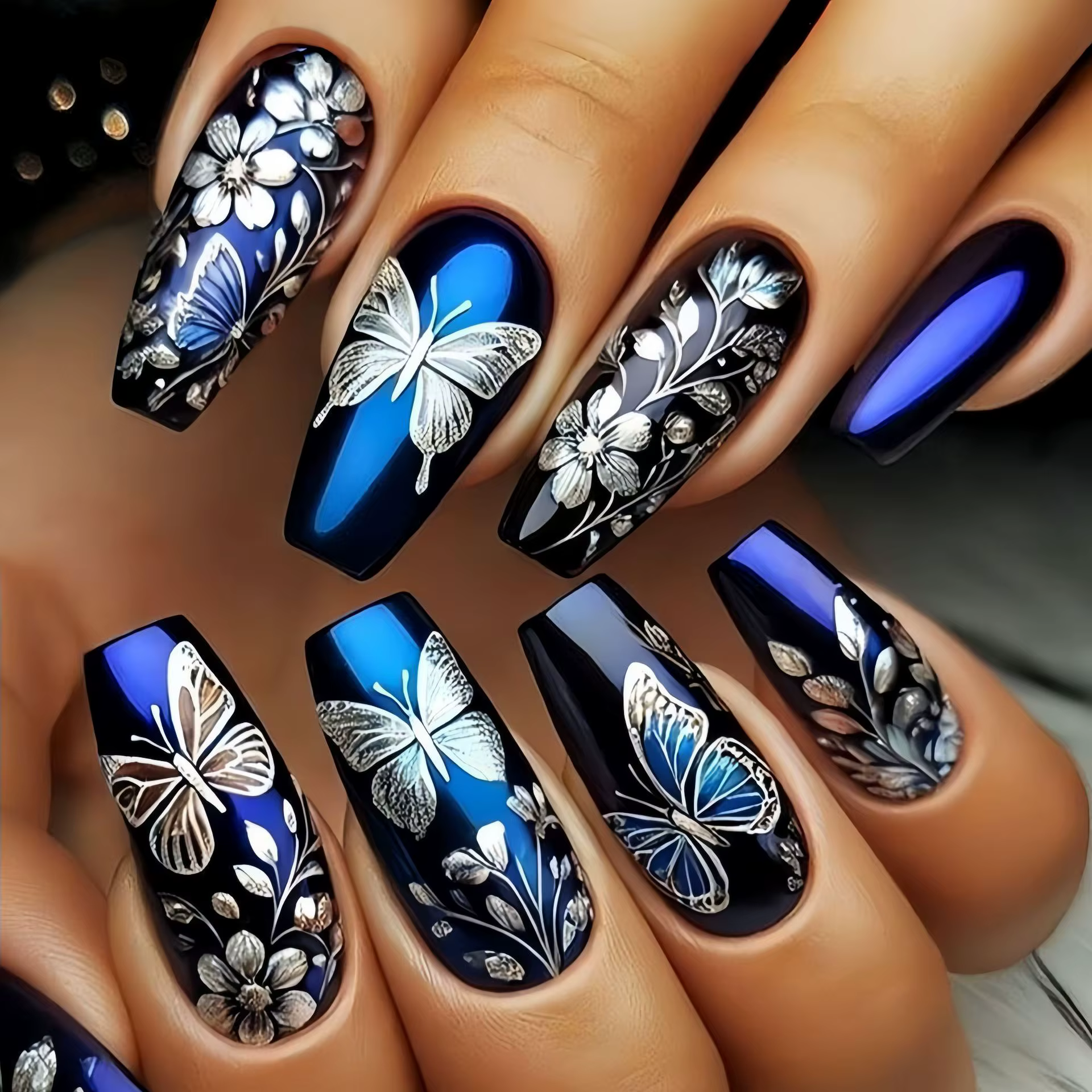 Faux ongles mi-longs pour femmes et filles