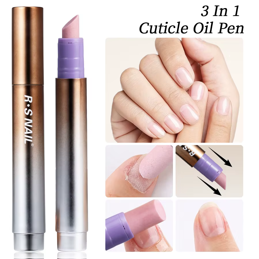 RSNAIL Stylo à huile pour cuticules 3 en 1 avec poussoir à ongles en céramique