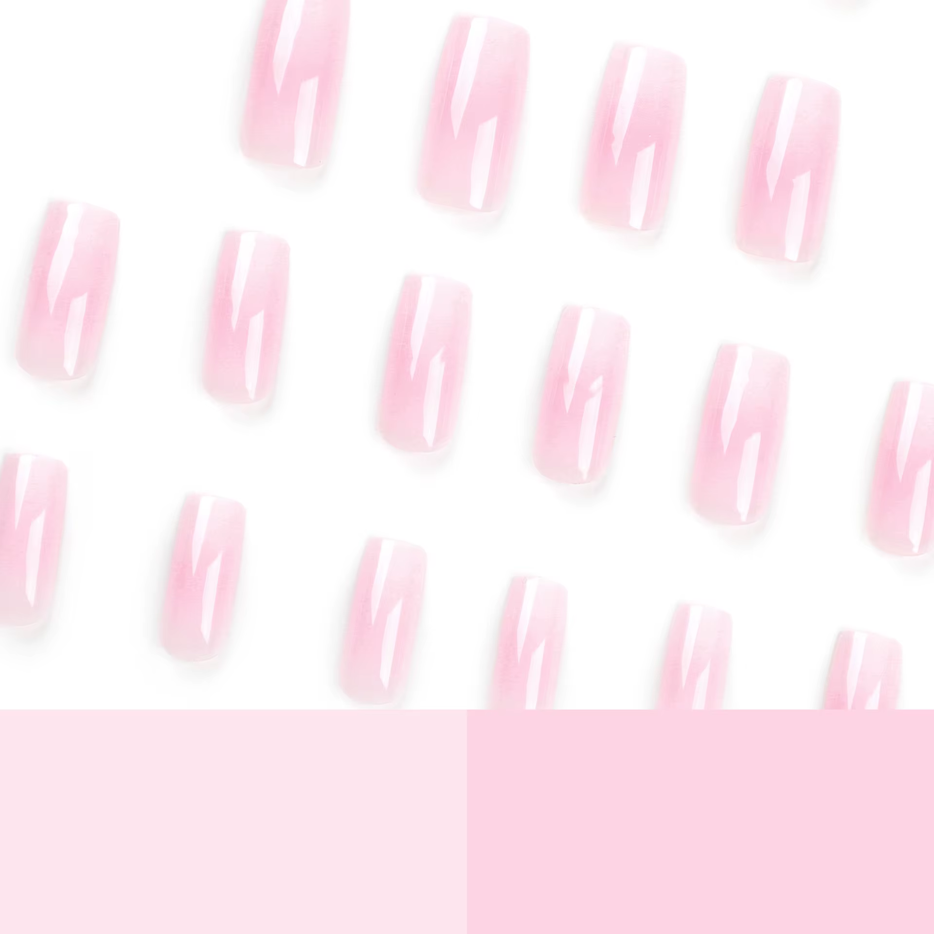 24 faux ongles carrés longs rose ombré à presser