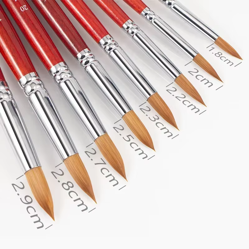 Kolinsky-Brosse à Ongles en Acrylique avec Manche en Bois