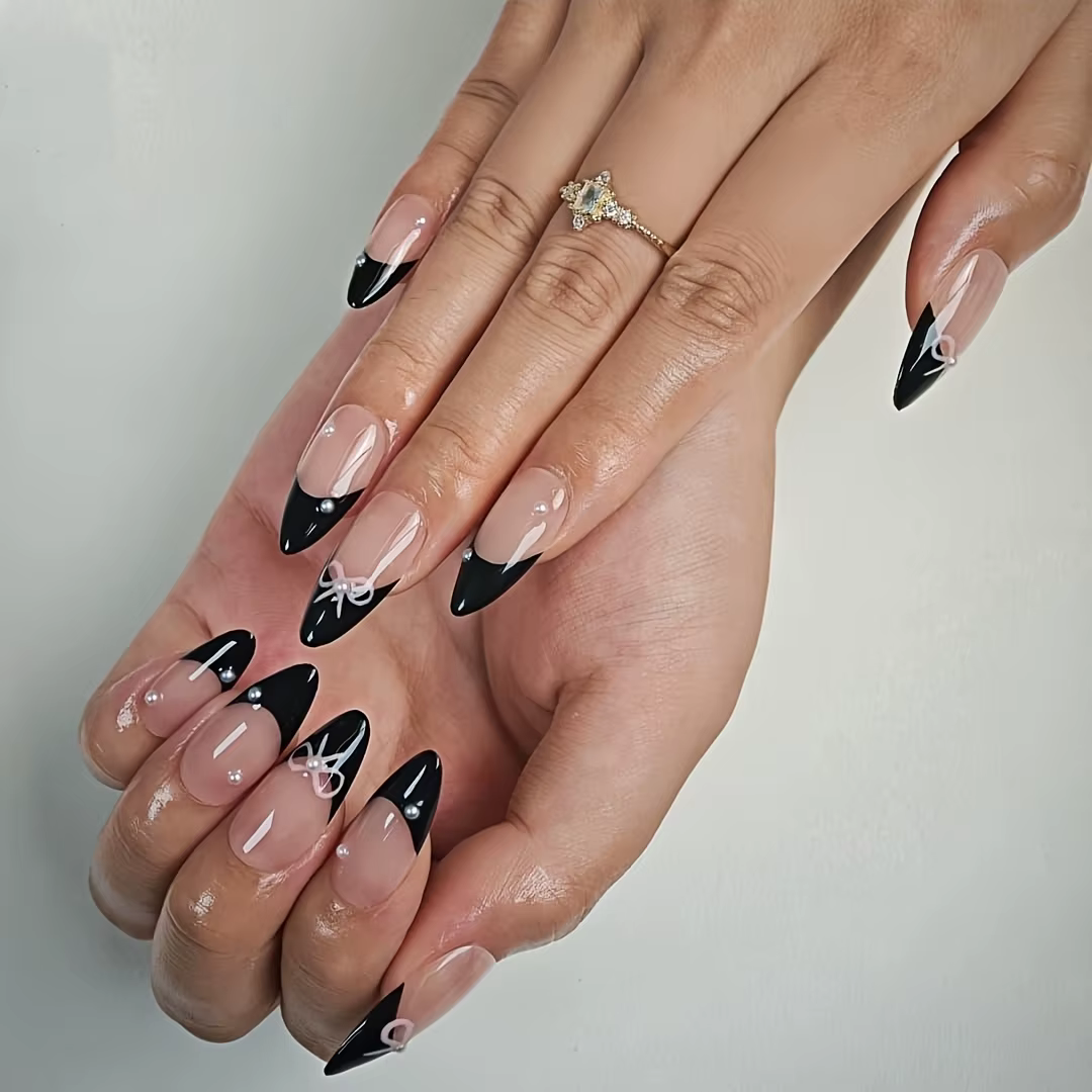 10 faux ongles noirs français