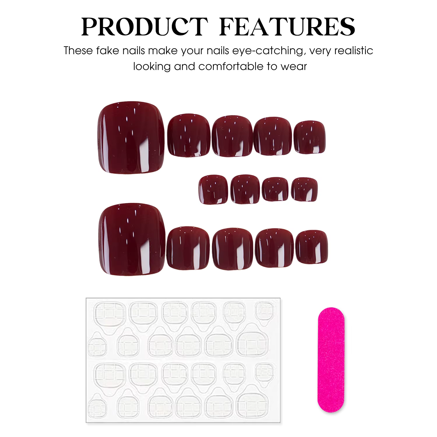 Faux Ongles Artificiels Courts et Simples Faits à la Main