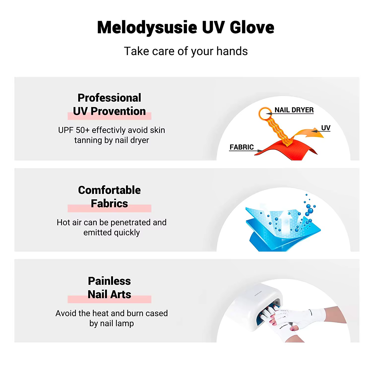 Gant UV pour lampe à ongles en Gel