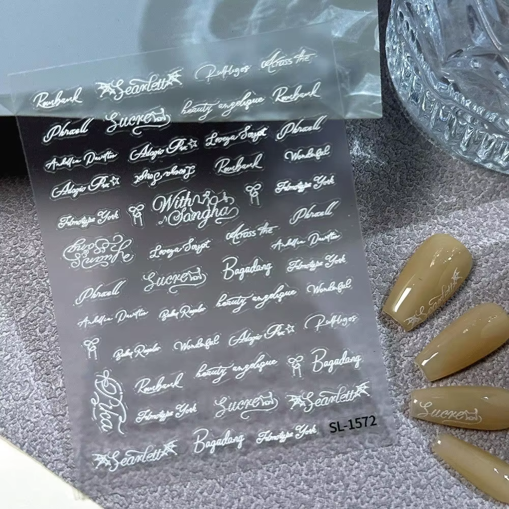 Nouveaux autocollants pour ongles en lettres anglaises