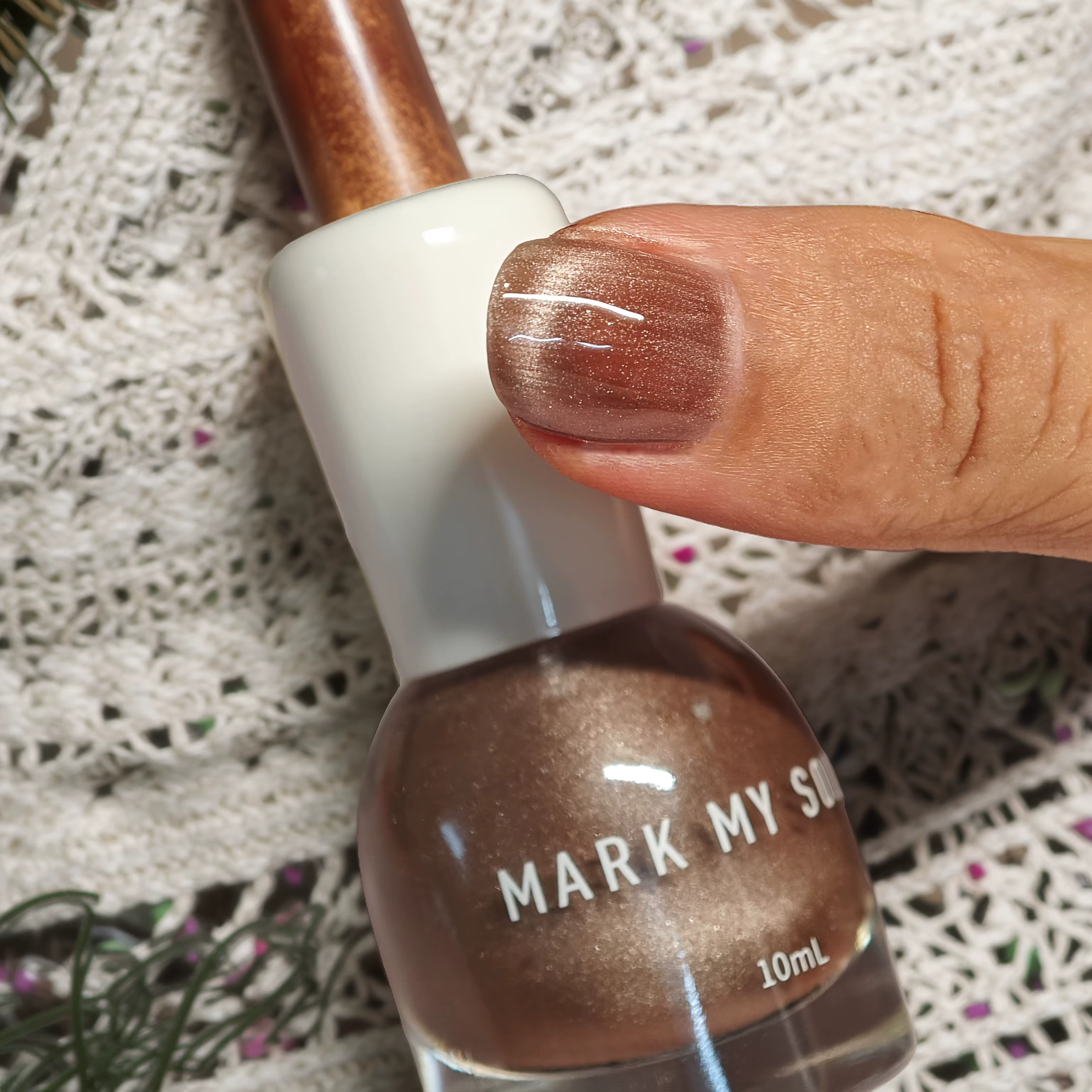 Vernis à ongles S114 Marron Transparent Effet Œil de Chat
