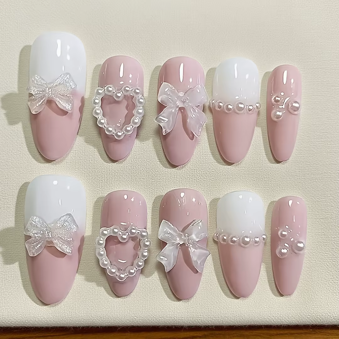 10 faux ongles en organza 3D