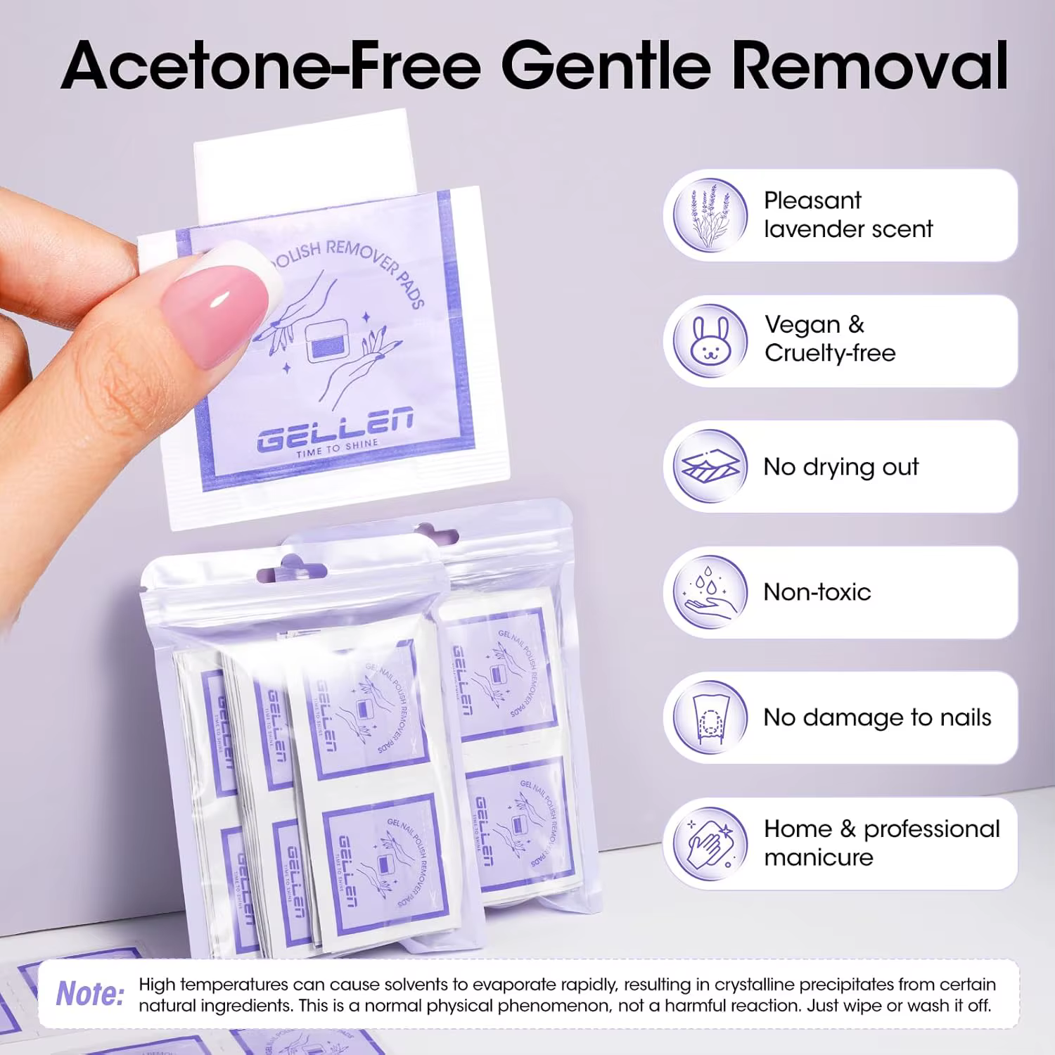 GELLEN 100 Lingettes Dissolvantes pour Vernis à Ongles
