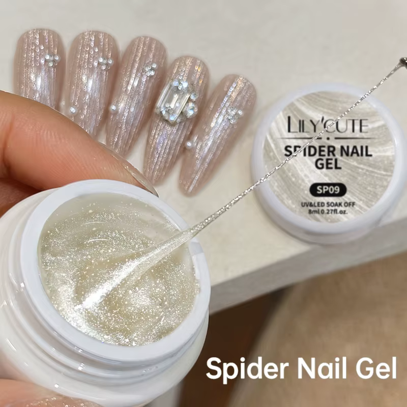 LILYCUTE 8ml Gel à ongles pailleté effet araignée