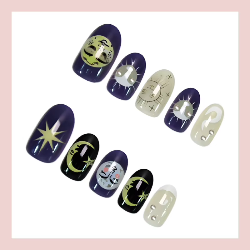 24 pièces d'ongles artificiels ovales haut de gamme