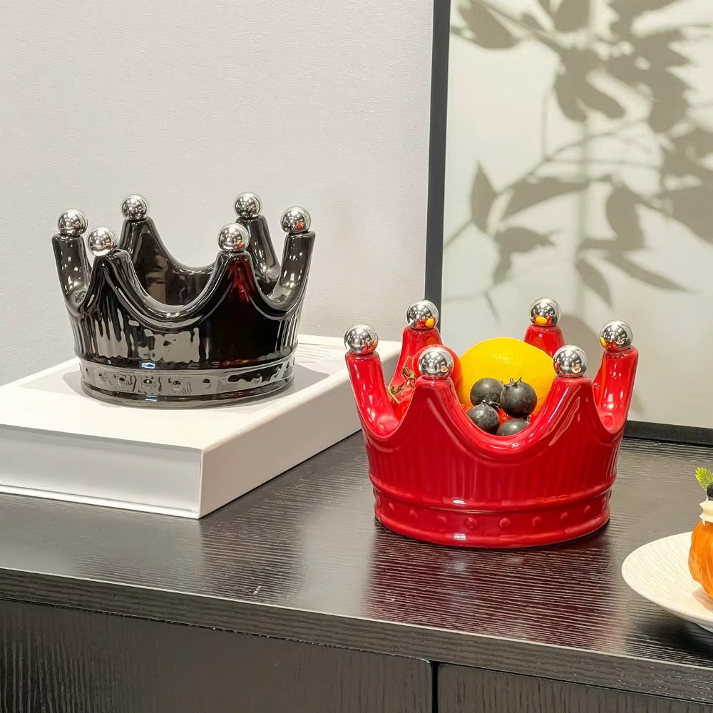 Ensemble de fourchettes à fruits en céramique en forme de couronne, antirouille, créatives, pour desserts et salades, décoratives, réutilisables, avec plateau à fruits en forme de couronne et fourchet