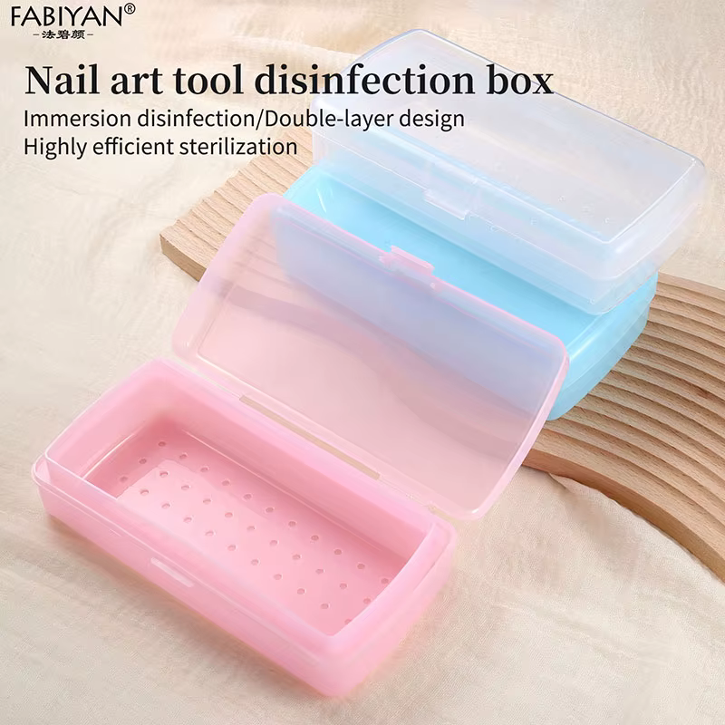 Outils de manucure boîte de désinfection Double couche conception détachable plateau de stérilisation des ongles