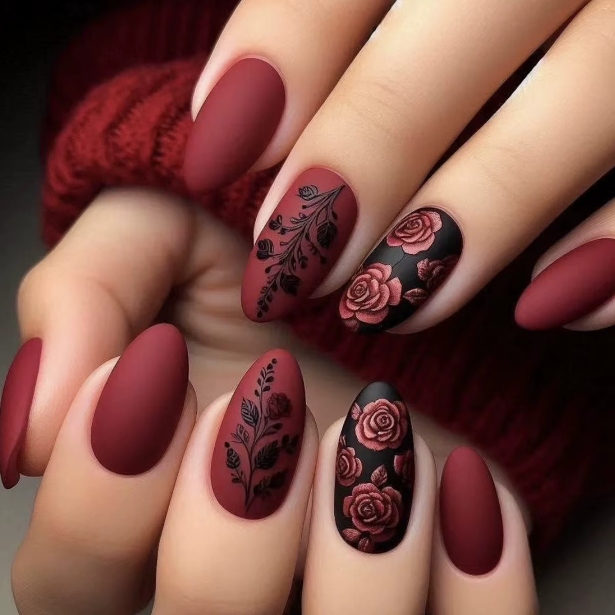 24 faux ongles courts ovales, motifs floraux colorés, à porter sur les doigts, en forme d'amande, à presser, pour femmes