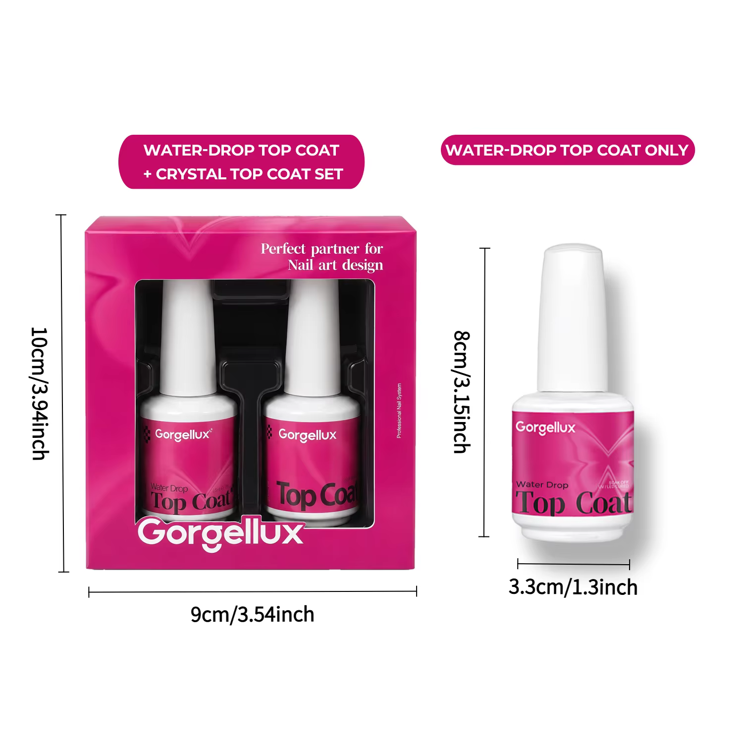 Gorgellux HEMA/TPO Free No Wipe Sealer Top Coat Gel 15ml Effet 3D Longue Durée