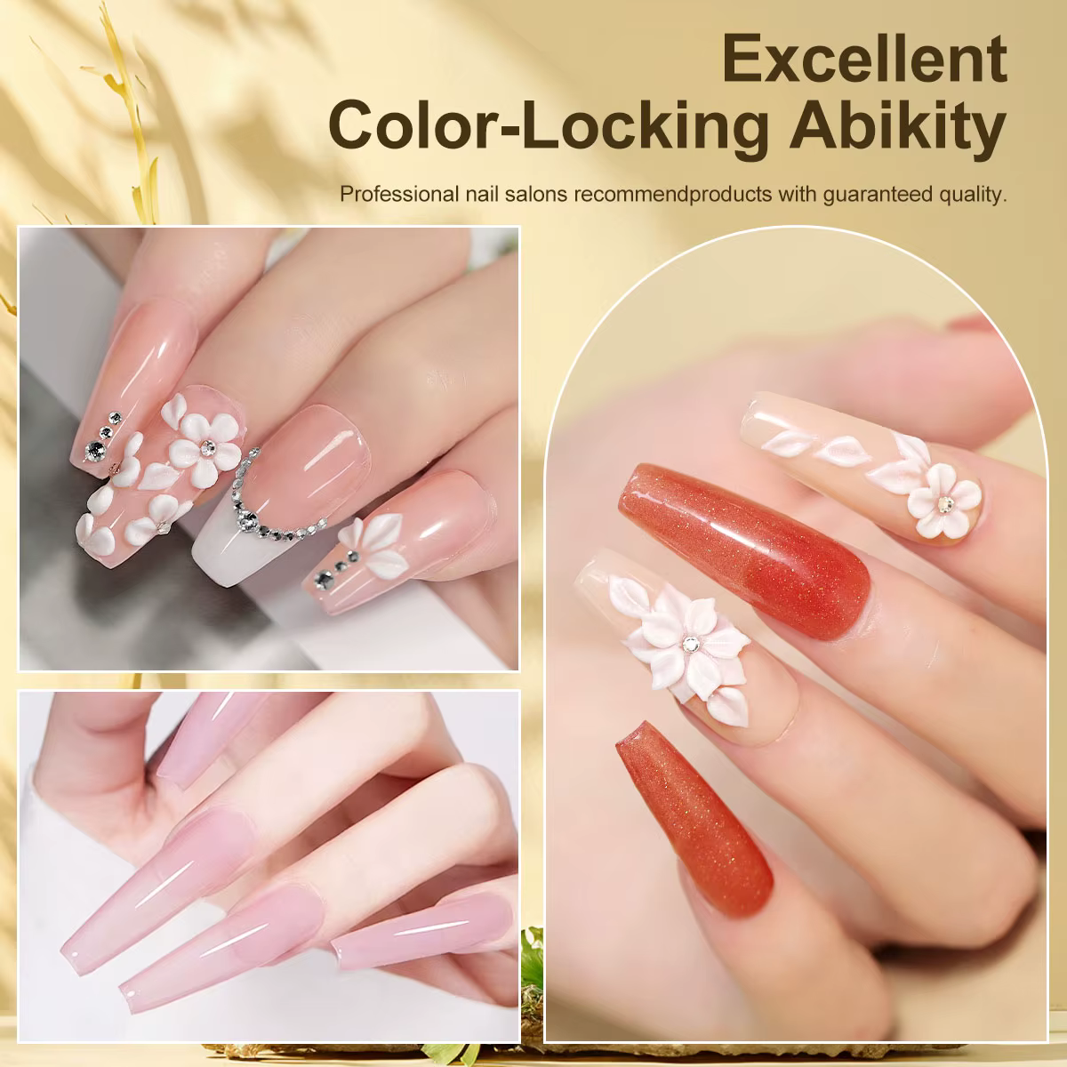 LIMEGIRL 5 couleurs poudre acrylique pour ongles professionnel rose clair blanc nu polymère pour Extension d'ongles