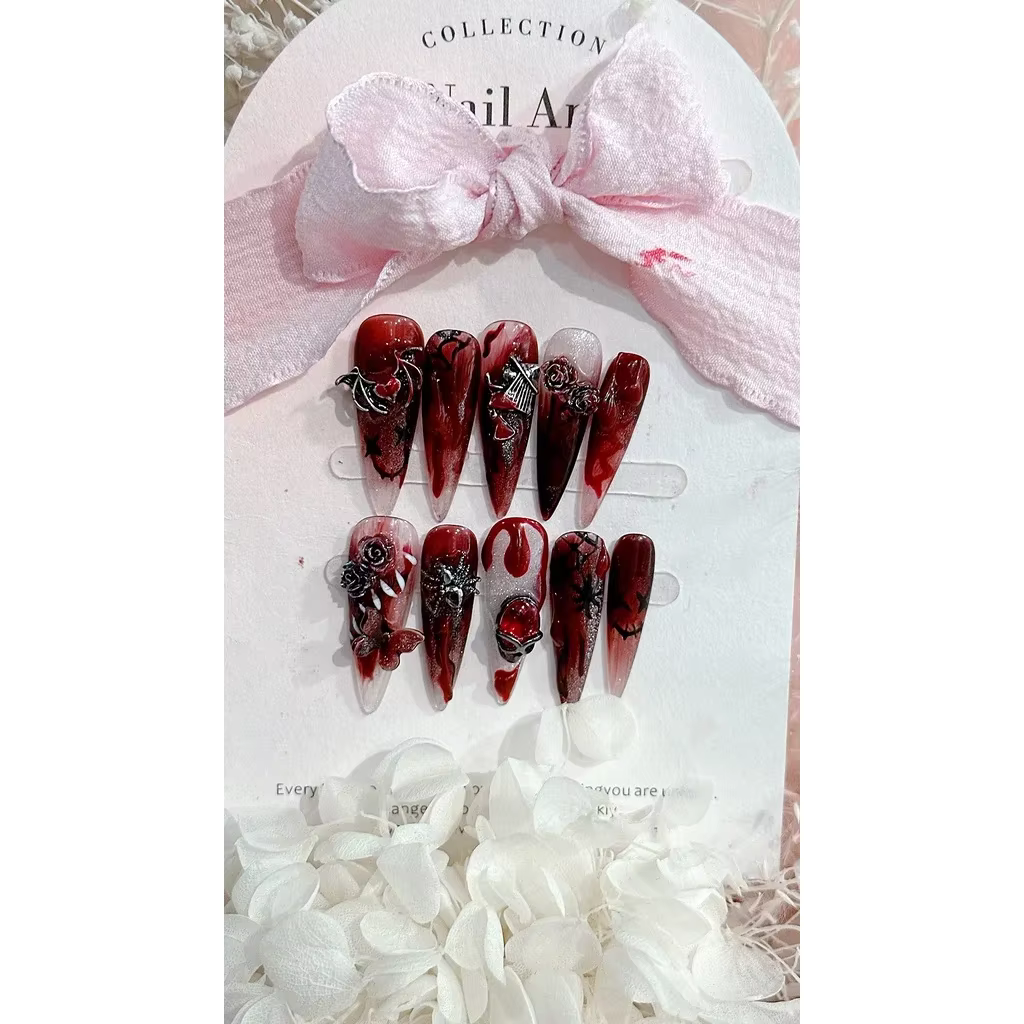Faux ongles amovibles faits main pour événements d'Halloween