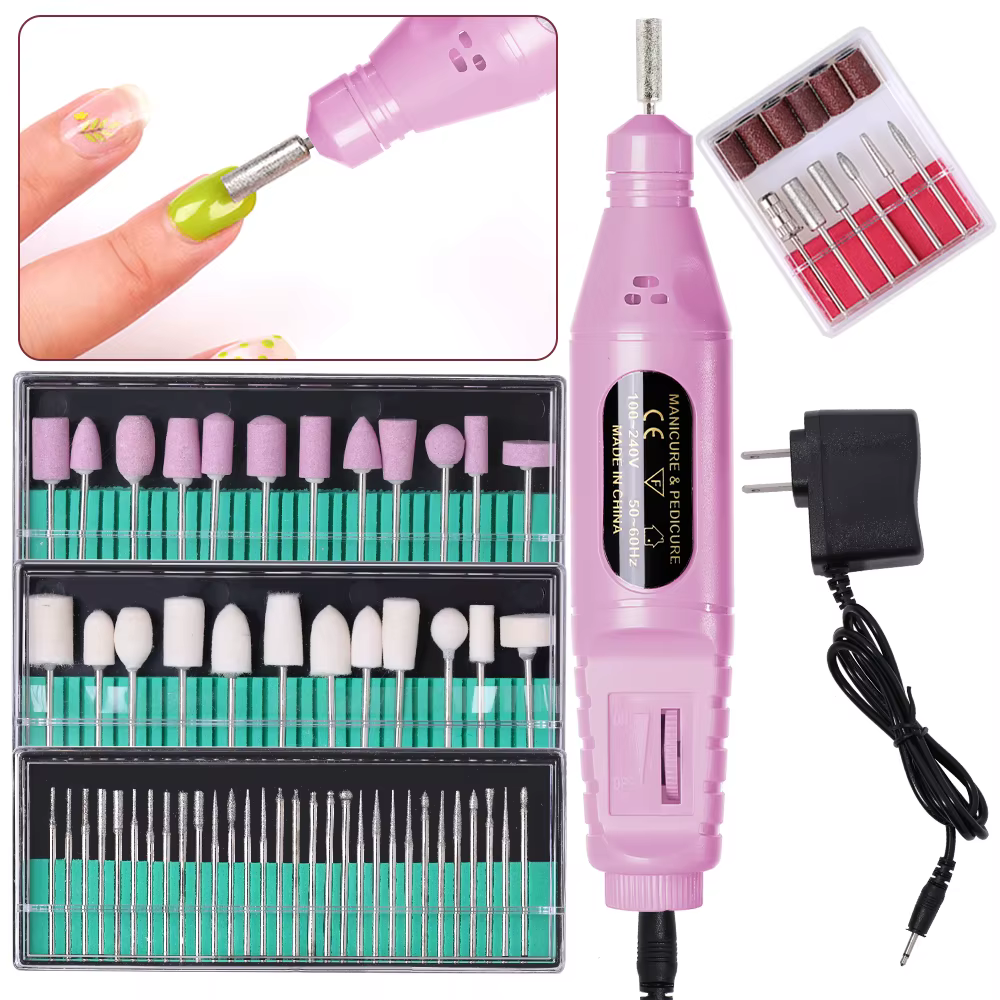 LINMANDA 6 en 1 Kit de forets à ongles électriques enlever polisseuse manucure lime