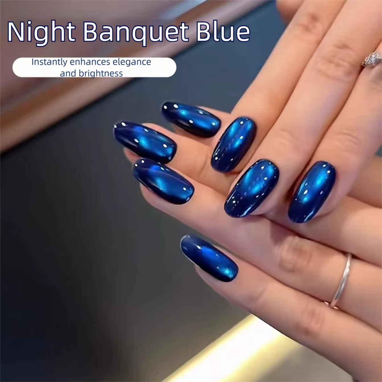 MN Midnight Banquet Gel Ongles Effet Œil de Chat Bleu