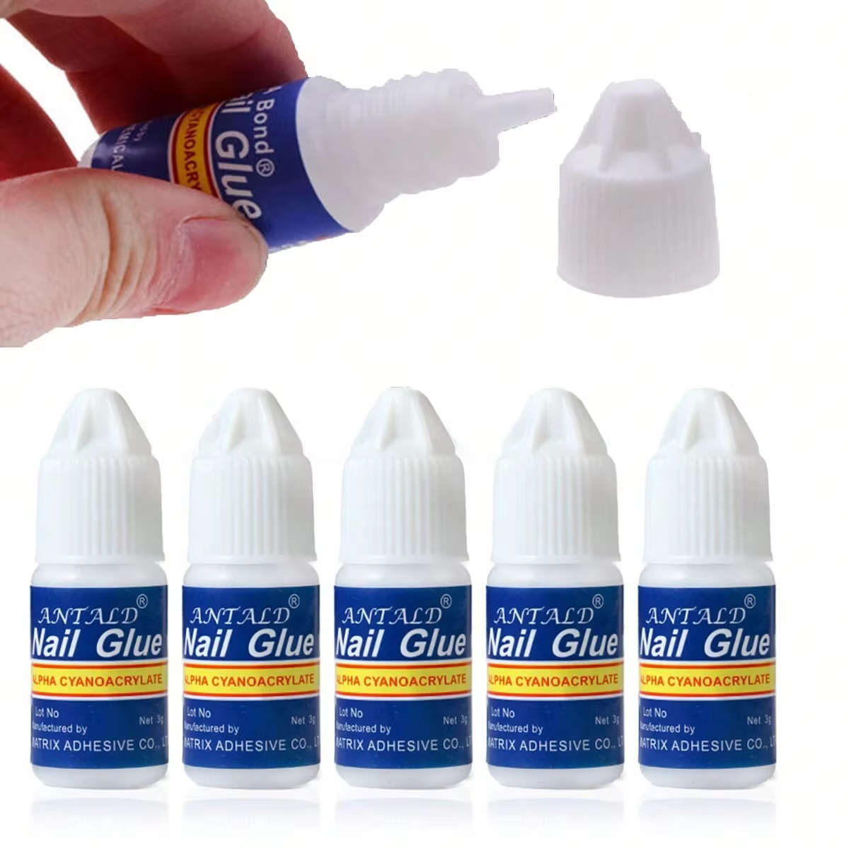 Colle à ongles transparente Ultra forte 5x3g-formule à séchage rapide et sans essuyage