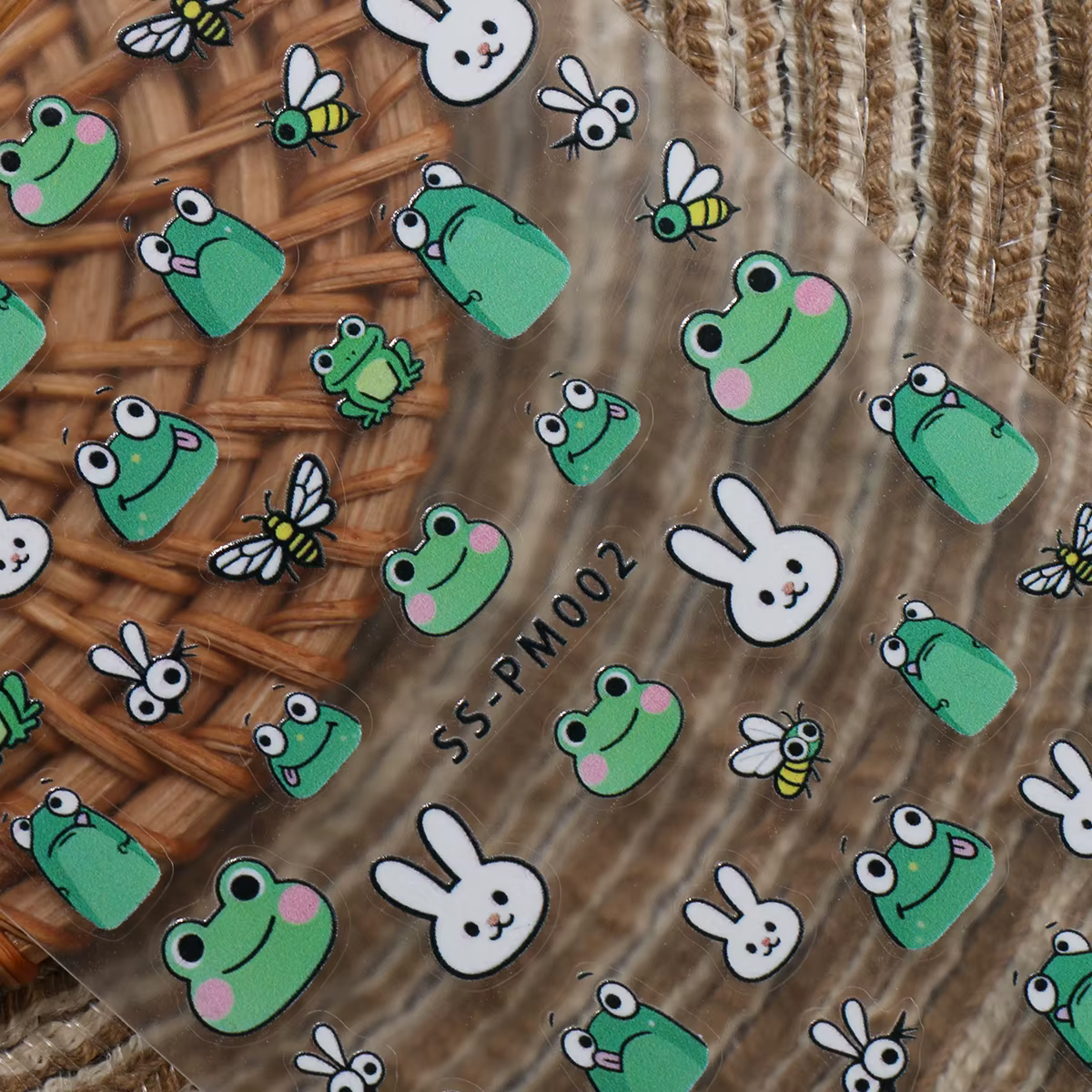 Autocollants pour ongles mignons en forme de grenouille de dessin animé et d'avocat
