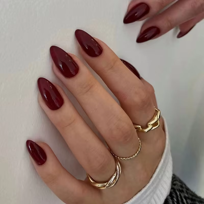 Rouge cerise 24 pièces presse sur ongles rose dégradé faux