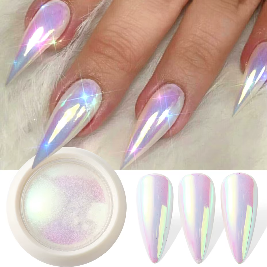 Poudre à ongles licorne chromée