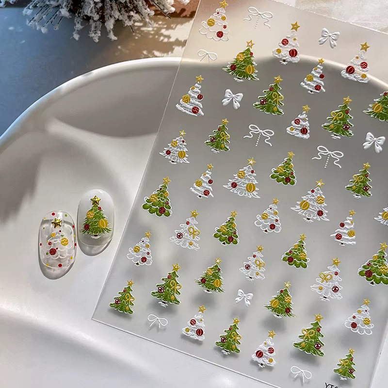 Autocollants pour ongles arbre de noël