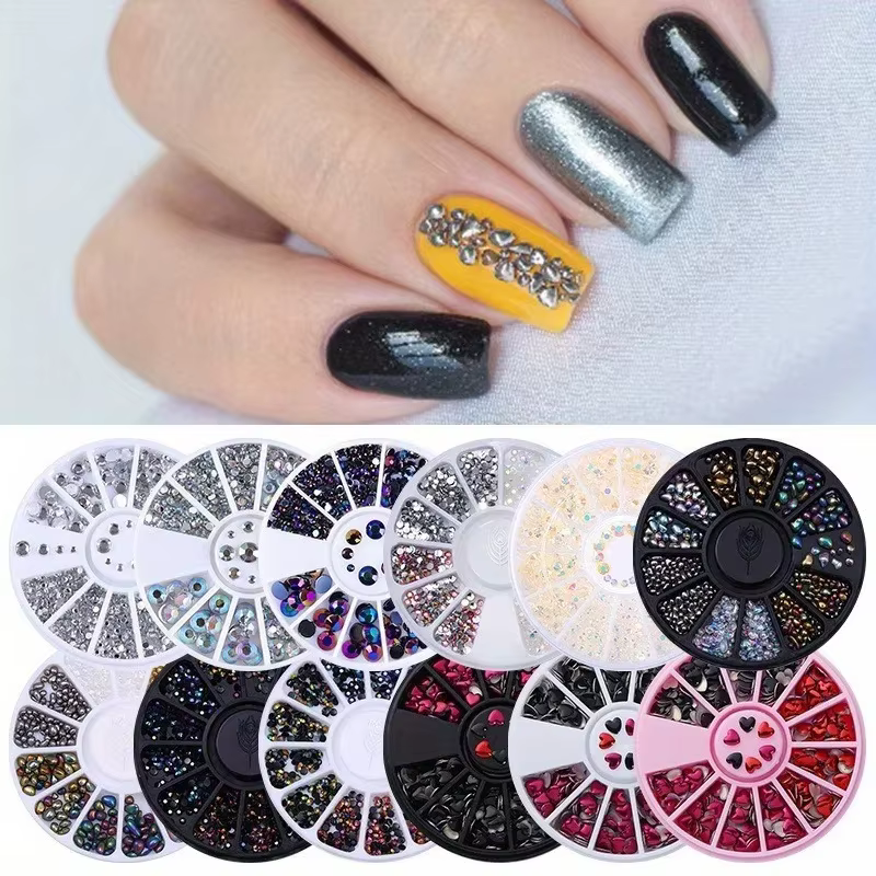 Pièces pour ongles, strass à paillettes