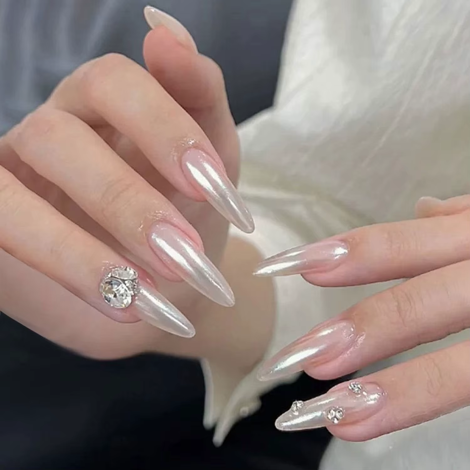 6 couleurs clair de lune perle miroir ongles poudre blanc fines paillettes effet métallique Pigment Gel vernis Chrome